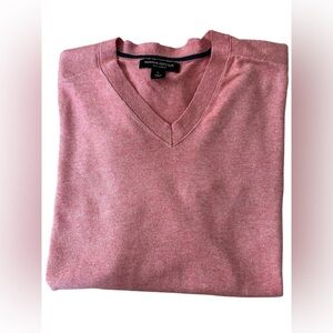 Banana Republic Pink V-Neck Sweater Silk Linen Lightweight Pullover Size Large